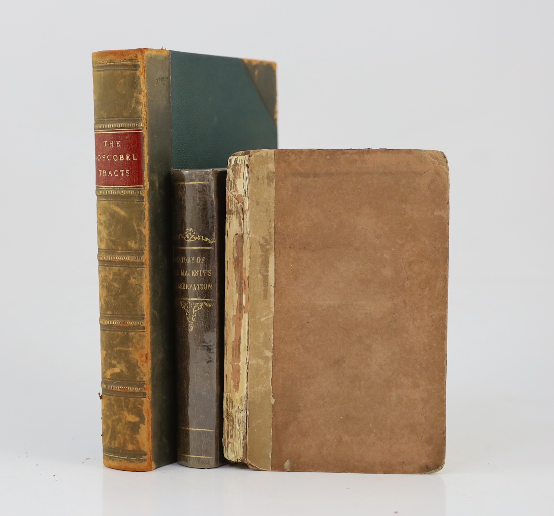 WORCS: Hughes, J. (editor) The Boscobel Tracts, relating to the escape of Charles the Second after the Battle of Worcester ... frontis., sketch map, plan and 6 plates; old half calf and cloth, 1830